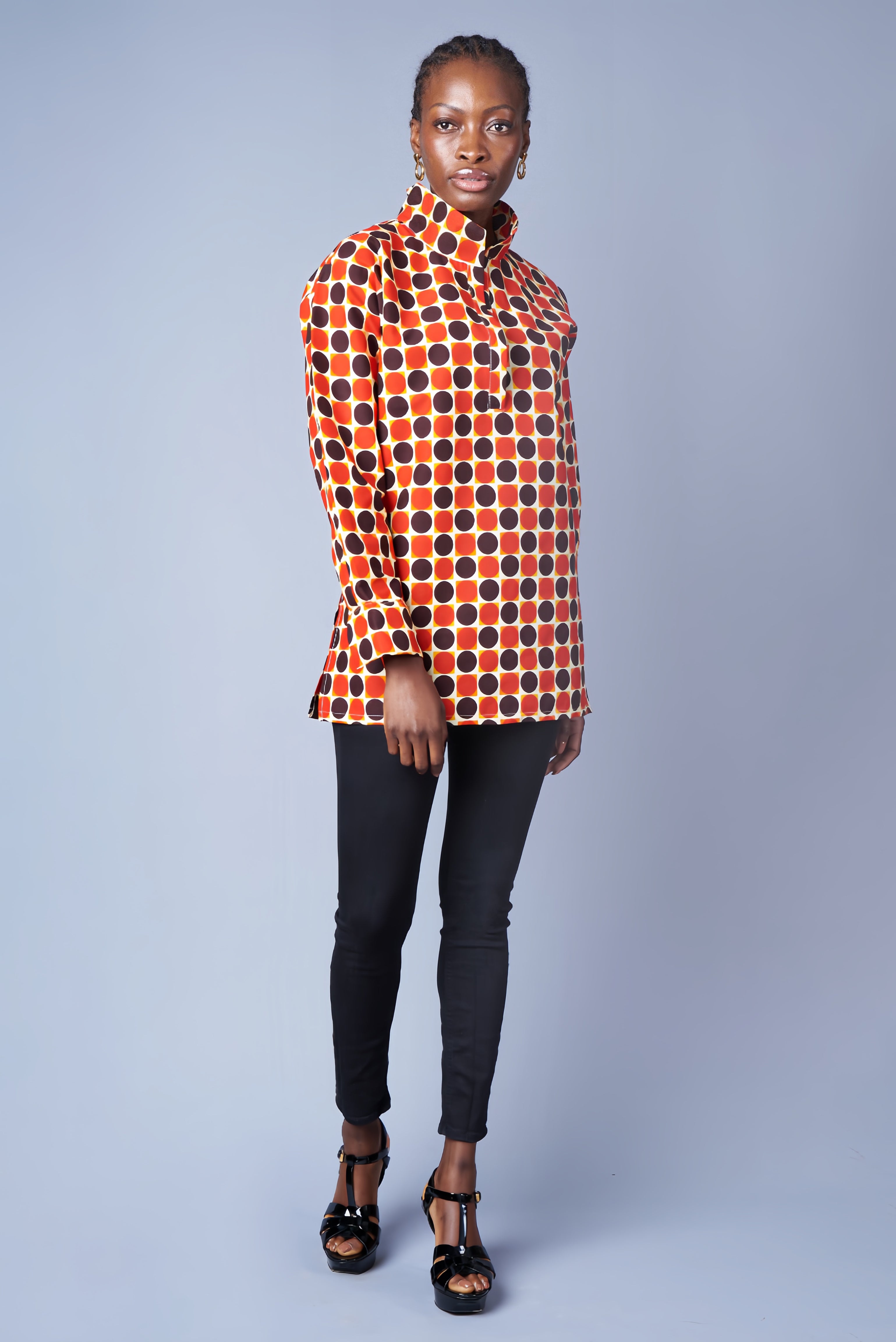 BOYFRIEND BLOUSE IN RED DOTS